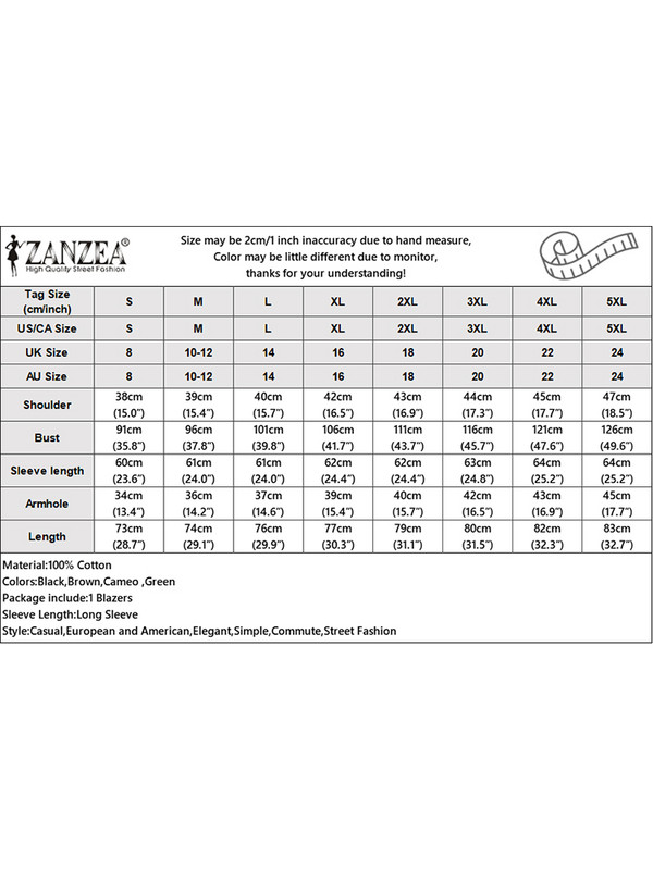 2023 ZANZEA Ανοιξιάτικο Blazer Κοστούμια Γυναικεία Μόδα Λαιμόκοψη μακρυμάνικο Λεπτά Παλτό Casual Κομψά Γυναικεία Γυναικεία Ενδύματα Μασίφ μπουφάν