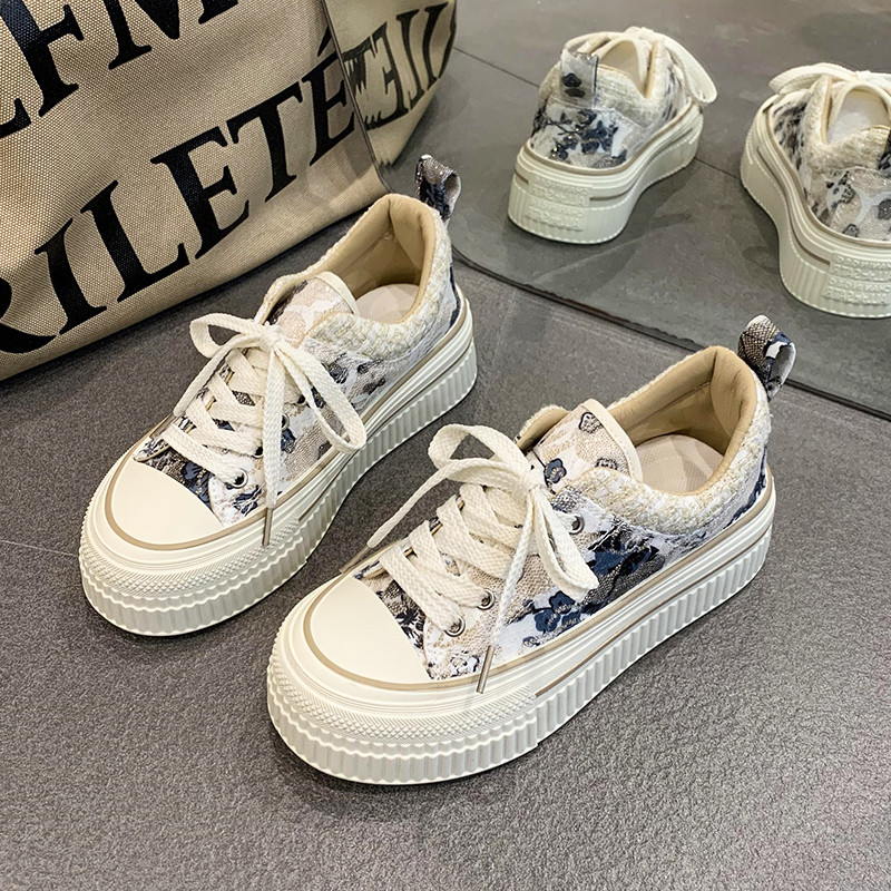 Pavasario rudeniniai apatiniai drobiniai batai Moteriški sportbačiai Platforminiai sportbačiai Suvarstomi plokščiapadžiai Batai Moteriški laisvalaikio batai Zapatos De Mujer