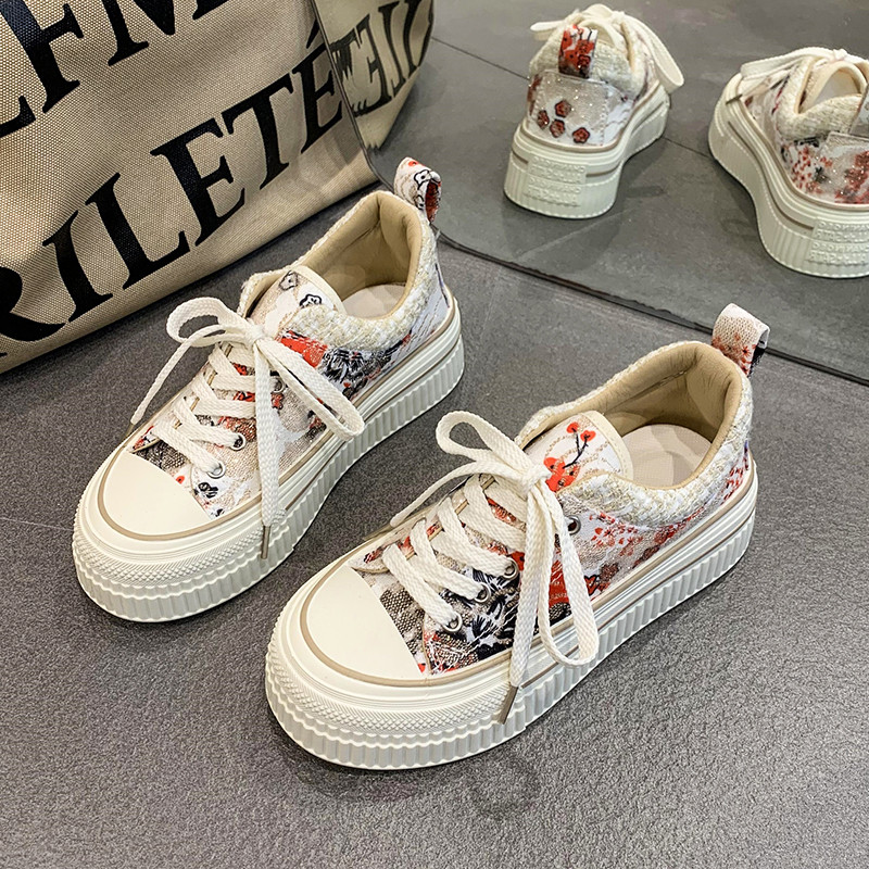 Pavasario rudeniniai apatiniai drobiniai batai Moteriški sportbačiai Platforminiai sportbačiai Suvarstomi plokščiapadžiai Batai Moteriški laisvalaikio batai Zapatos De Mujer