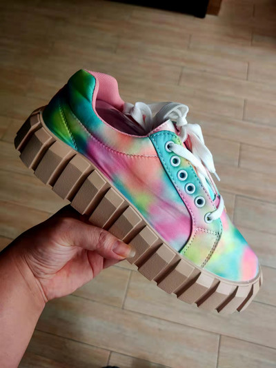 Γυναικεία Βουλκανιζέ Παπούτσια 2022 Καμβά με στρογγυλά ίσια παπούτσια με γυναικεία αθλητικά παπούτσια με κορδόνια σε Plus μέγεθος casual γυναικεία παπούτσια πλατφόρμας