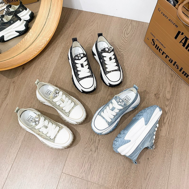 Ženske cipele 2023. Visokokvalitetne platnene tenisice s visokim potpeticama s ravnim dnom Jesenske cipele na vezivanje u različitim bojama Ženske vulkanizirane cipele