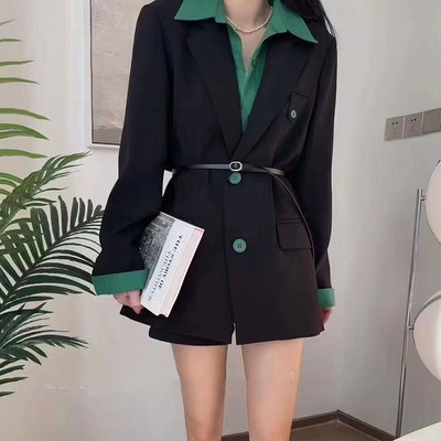 Ταμπεραμέντο Ψεύτικο κοστούμι δύο τεμαχίων φθινόπωρο 2023 Νέο γυναικείο μπλέιζερ μόδας αντίθεση χρώματος Casual λεπτό ευέλικτο μικρό κοστούμι γυναικείο