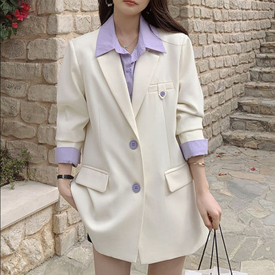 Ταμπεραμέντο Ψεύτικο κοστούμι δύο τεμαχίων φθινόπωρο 2023 Νέο γυναικείο μπλέιζερ μόδας αντίθεση χρώματος Casual λεπτό ευέλικτο μικρό κοστούμι γυναικείο