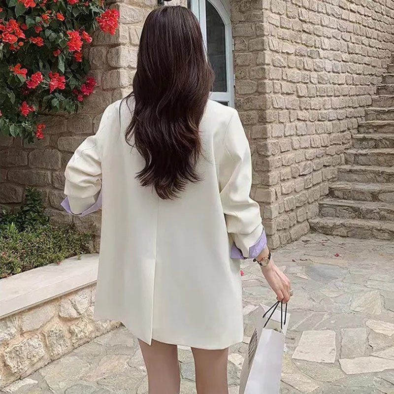 Ταμπεραμέντο Ψεύτικο κοστούμι δύο τεμαχίων φθινόπωρο 2023 Νέο γυναικείο μπλέιζερ μόδας αντίθεση χρώματος Casual λεπτό ευέλικτο μικρό κοστούμι γυναικείο