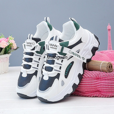 Ženske nove debele tenisice Ženske prozračne mrežaste ležerne tenisice s platformom Teniske ženske platforme Vulkanizirane cipele na vezanje Proljeće