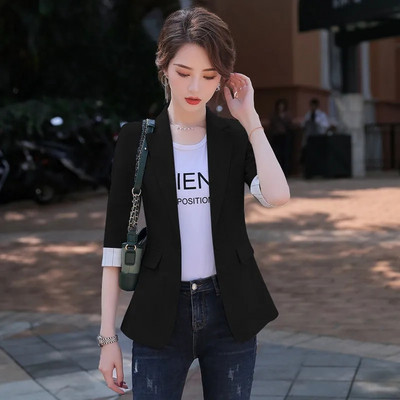 Λεπτό κοντό μικρό κοστούμι Γυναικείο σακάκι 2023 Νέο Άνοιξη Καλοκαίρι Λεπτό ένα κουμπί με μανίκια τρία τέταρτα Γυναικεία blazers Γυναικεία κοστούμια