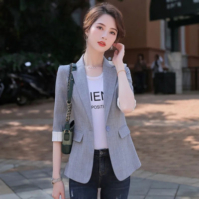 Λεπτό κοντό μικρό κοστούμι Γυναικείο σακάκι 2023 Νέο Άνοιξη Καλοκαίρι Λεπτό ένα κουμπί με μανίκια τρία τέταρτα Γυναικεία blazers Γυναικεία κοστούμια