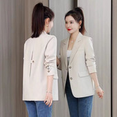 Novi jesenski ženski blejzer 2023. Korejski sakoi dugih rukava s urezima Ženska jakna za uredske poslove Tanki prikladni sakoi Ženska jakna