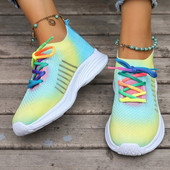 Γυναικεία παπούτσια 2023 Υψηλής ποιότητας βαμβακερό ύφασμα Lace Up Mesh Sneakers Spring Autumn Mixed Colors Ventilate Γυναικεία παπούτσια Vulcanize