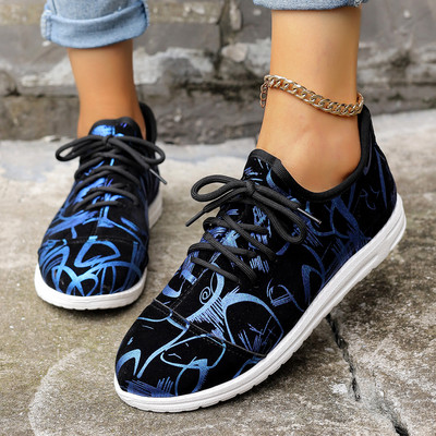 Medvilniniai audiniai žemakulniai sportbačiai 2023 m. suvarstomi moteriški batai pavasario/rudens spauda Mišrių spalvų sportbačiai Zapatillas Deportivas