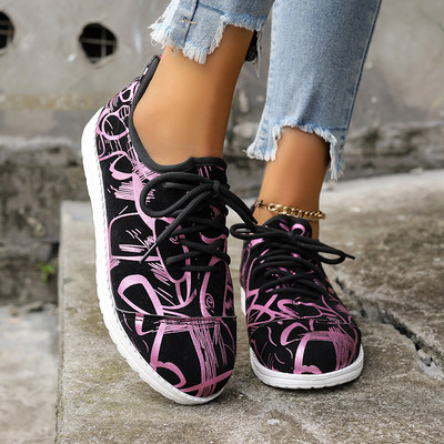 Medvilniniai audiniai žemakulniai sportbačiai 2023 m. suvarstomi moteriški batai pavasario/rudens spauda Mišrių spalvų sportbačiai Zapatillas Deportivas
