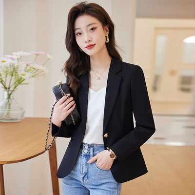 Κοντό γυναικείο παλτό Νέο φθινόπωρο 2023 Κορεάτικο μακρυμάνικο μονόχρωμο μονόχρωμο μπλέιζερ με τζάκετ πανωφόρια πανωφόρια