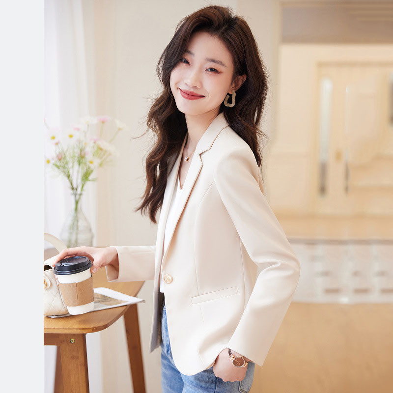Κοντό γυναικείο παλτό Νέο φθινόπωρο 2023 Κορεάτικο μακρυμάνικο μονόχρωμο μονόχρωμο μπλέιζερ με τζάκετ πανωφόρια πανωφόρια