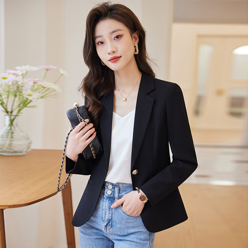 Κοντό γυναικείο παλτό Νέο φθινόπωρο 2023 Κορεάτικο μακρυμάνικο μονόχρωμο μονόχρωμο μπλέιζερ με τζάκετ πανωφόρια πανωφόρια