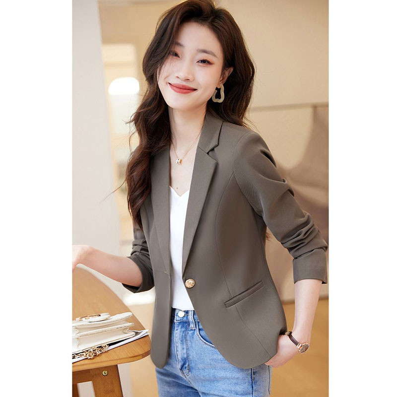 Κοντό γυναικείο παλτό Νέο φθινόπωρο 2023 Κορεάτικο μακρυμάνικο μονόχρωμο μονόχρωμο μπλέιζερ με τζάκετ πανωφόρια πανωφόρια
