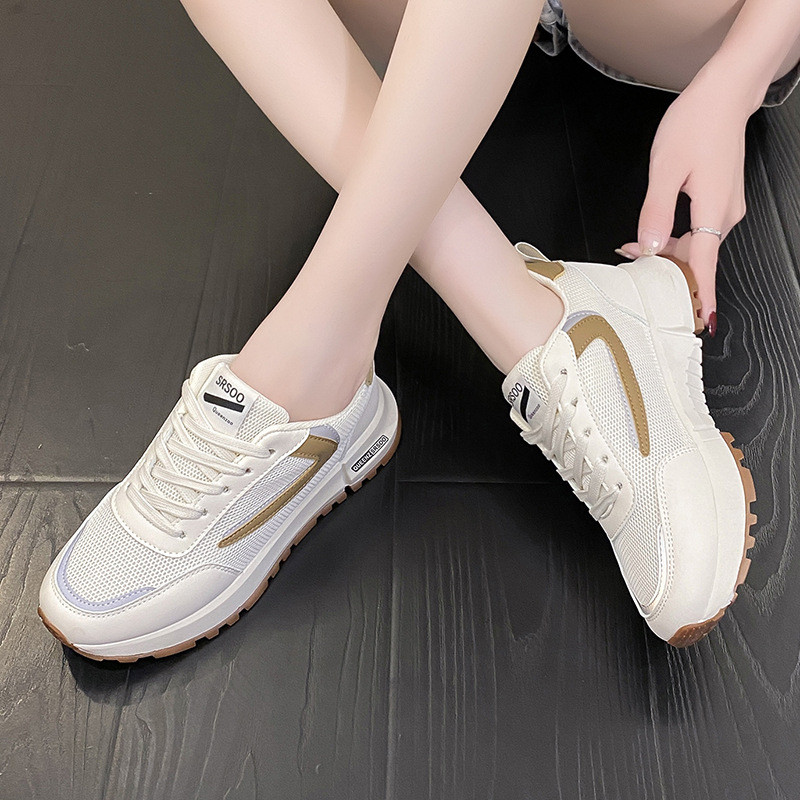 Pantofi vulcanizați de modă pentru femei, pantofi de alergare cu ochiuri plate, cu platformă pentru femei, pantofi de sport, retro, groși