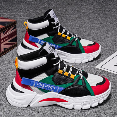 Ολοκαίνουργια ανδρικά αθλητικά παπούτσια με παχύ κάτω μέρος Αναπνεύσιμα παπούτσια μπάσκετ Ανδρικά ψηλά αθλητικά παπούτσια για τρέξιμο εξωτερικού χώρου