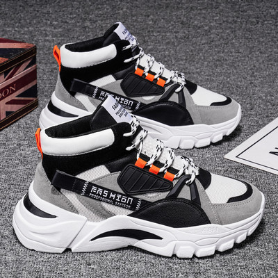 Ολοκαίνουργια ανδρικά αθλητικά παπούτσια με παχύ κάτω μέρος Αναπνεύσιμα παπούτσια μπάσκετ Ανδρικά ψηλά αθλητικά παπούτσια για τρέξιμο εξωτερικού χώρου