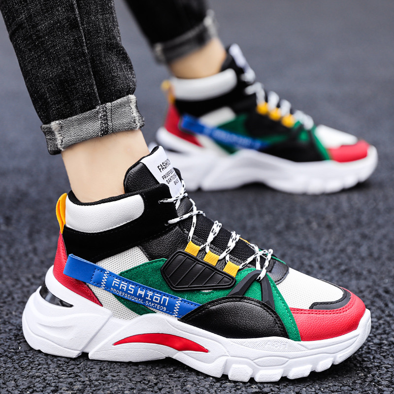 Ολοκαίνουργια ανδρικά αθλητικά παπούτσια με παχύ κάτω μέρος Αναπνεύσιμα παπούτσια μπάσκετ Ανδρικά ψηλά αθλητικά παπούτσια για τρέξιμο εξωτερικού χώρου