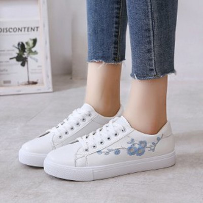 Wnfsy Fashion Γυναικεία Flat Sneakers Άνοιξη Φθινόπωρο Λευκά Casual Παπούτσια Αναπνεύσιμα λουλούδια με κορδόνια Λευκά παπούτσια τένις Zapatos De Mujer