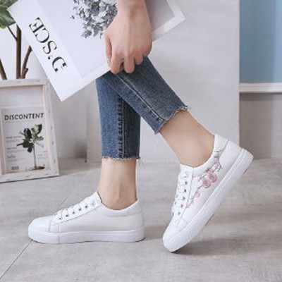 Wnfsy Fashion Γυναικεία Flat Sneakers Άνοιξη Φθινόπωρο Λευκά Casual Παπούτσια Αναπνεύσιμα λουλούδια με κορδόνια Λευκά παπούτσια τένις Zapatos De Mujer