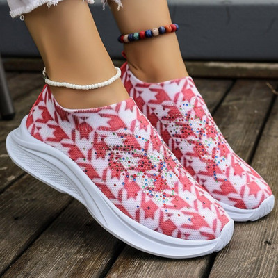 Naiste kingad 2023 Soe sooduspakkumine Võrgust madalast kontsaga tossud Kevad-sügis lillelised Bling Naiste vabaajaspordijalatsid