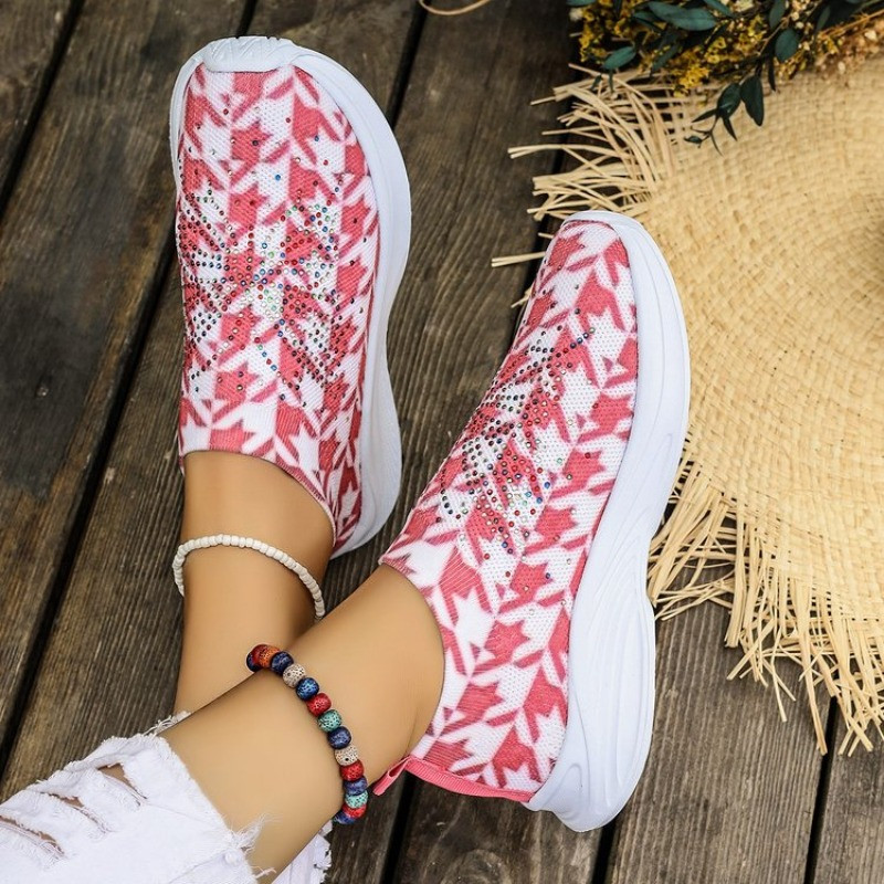 Naiste kingad 2023 Soe sooduspakkumine Võrgust madalast kontsaga tossud Kevad-sügis lillelised Bling Naiste vabaajaspordijalatsid