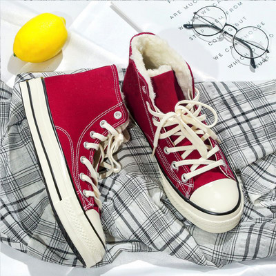 Γυναικεία χειμερινά βελούδινα ανδρικά παπούτσια από καμβά Κορεατικά ψηλά κορυφαία παπούτσια χιονιού ανδρικά αθλητικά παπούτσια