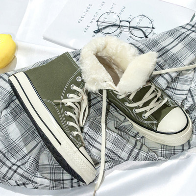 Γυναικεία χειμερινά βελούδινα ανδρικά παπούτσια από καμβά Κορεατικά ψηλά κορυφαία παπούτσια χιονιού ανδρικά αθλητικά παπούτσια