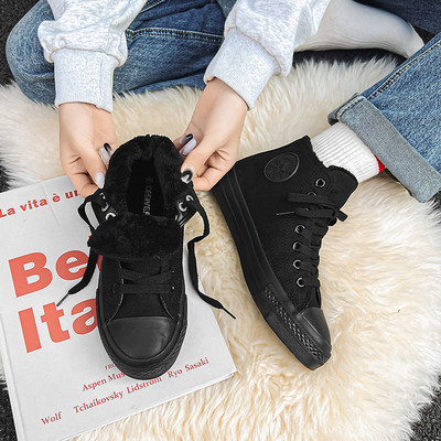 Γυναικεία χειμερινά βελούδινα ανδρικά παπούτσια από καμβά Κορεατικά ψηλά κορυφαία παπούτσια χιονιού ανδρικά αθλητικά παπούτσια