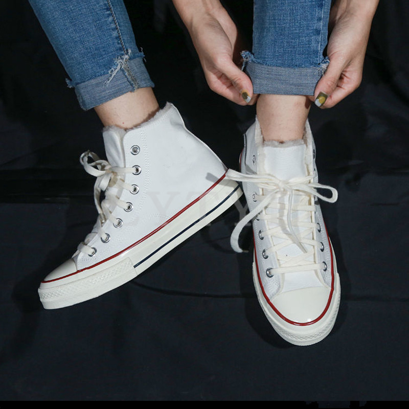 Γυναικεία χειμερινά βελούδινα ανδρικά παπούτσια από καμβά Κορεατικά ψηλά κορυφαία παπούτσια χιονιού ανδρικά αθλητικά παπούτσια