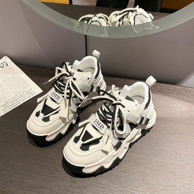 Moipheng Γυναικεία Casual Παπούτσια Skateboard Χονδρά αθλητικά παπούτσια με χοντρή σόλα που αναπνέουν με κορδόνια βουλκανισμένα παπούτσια Γυναικεία πάνινα παπούτσια πλατφόρμας