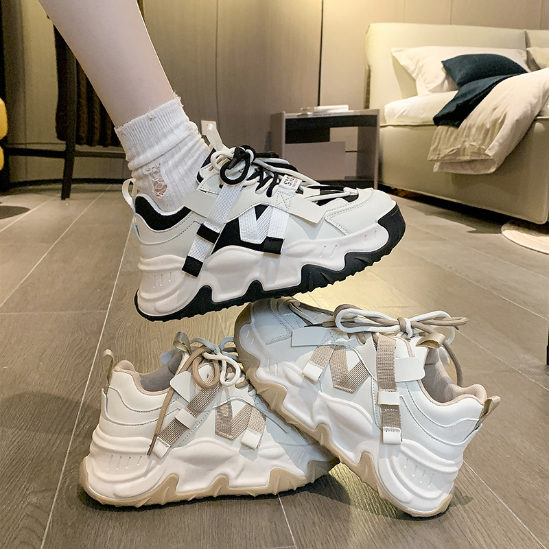 Moipheng Γυναικεία Casual Παπούτσια Skateboard Χονδρά αθλητικά παπούτσια με χοντρή σόλα που αναπνέουν με κορδόνια βουλκανισμένα παπούτσια Γυναικεία πάνινα παπούτσια πλατφόρμας