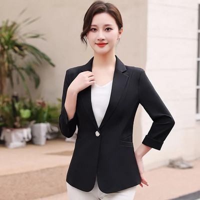 2023 Νέο Άνοιξη Καλοκαίρι Γυναικείο Μπουφάν 3/4 μανίκι Λεπτό Μόδα Κομψά Παλτό Casual Ταμπεραμέντο Blazer Femme Outwear 5XL