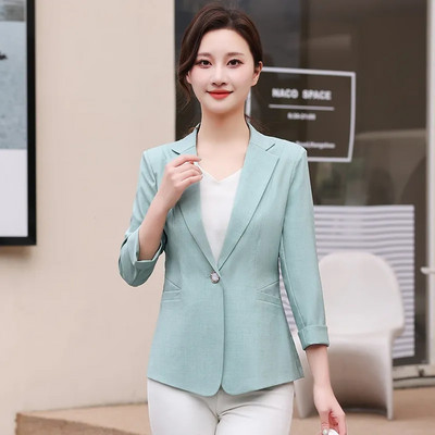 2023 Νέο Άνοιξη Καλοκαίρι Γυναικείο Μπουφάν 3/4 μανίκι Λεπτό Μόδα Κομψά Παλτό Casual Ταμπεραμέντο Blazer Femme Outwear 5XL