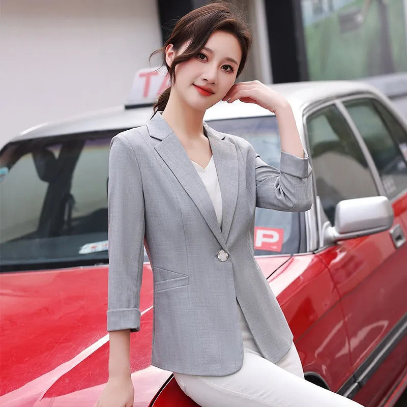 2023 Νέο Άνοιξη Καλοκαίρι Γυναικείο Μπουφάν 3/4 μανίκι Λεπτό Μόδα Κομψά Παλτό Casual Ταμπεραμέντο Blazer Femme Outwear 5XL