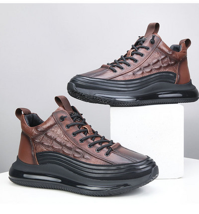 Rudens aligatoriaus raštas Vyriški sportbačiai Suvarstomi laisvalaikio platforma Vulkanizuoti batai Vyriški Neslystantys bėgimas Zapatillas Hombre