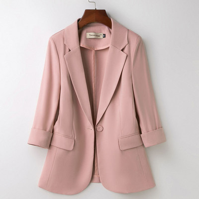 Pavasario vasaros moteriškas švarkas, moteriškas Naujas 2023 m. kostiuminis švarkas, moteriškas elegantiškas vienas mygtukas, trijų ketvirčių rankovių biuro viršutiniai drabužiai, 7XL