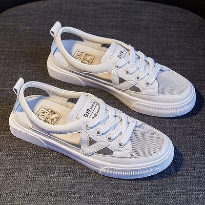 Tikros minkštos odos krepšys, galva, sportiniai sandalai, moteriški išoriniai drabužiai, 2022 m. vasara, nauja studentų apranga, plokščia, laisvalaikio balta avalynė, moteris