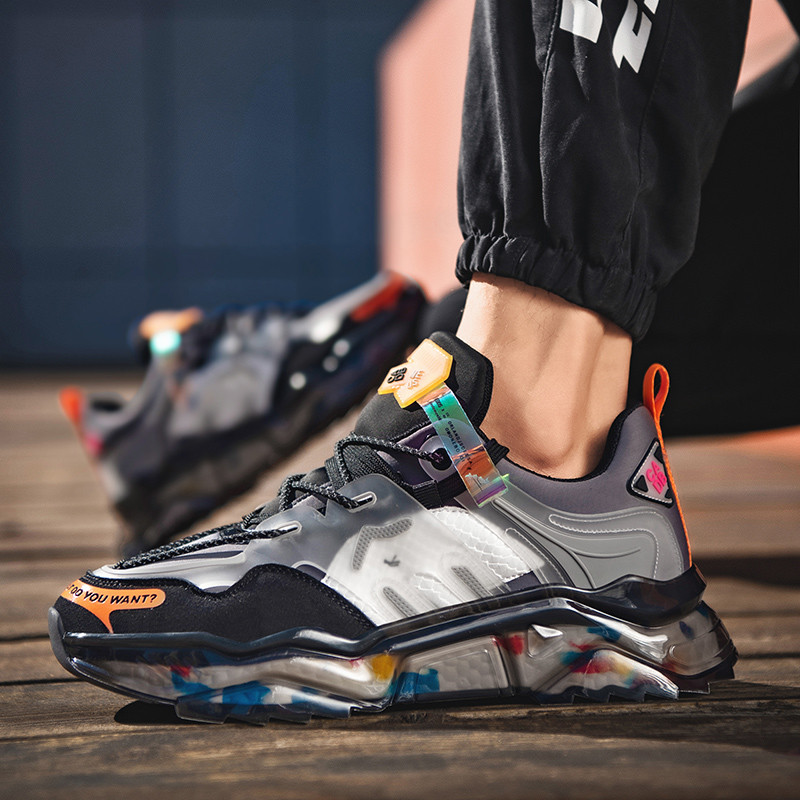 Prekės ženklo vyriški sportiniai batai lauke, kvėpuojantys sportiniai laisvalaikio didinamieji batai Patogūs bėgimo batai stambūs sportbačiai