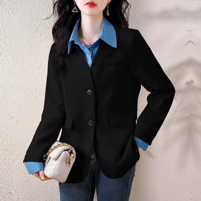 Novi jesenski blejzer za 2023. Ženski lažni dvodijelni ovratnik košulje Dugi rukavi Uredski posao Tanko odijelo Ženske jakne Gornja odjeća
