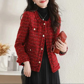 Γυναικείο Blazer 2023 Νέα μόδα Μονό στήθος, μακρυμάνικο καρό κόκκινο σακάκι Γυναικείο λεπτό κοστούμι γραφείου, γυναικεία μπλουζάκια πανωφόρια