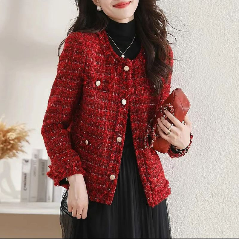 Γυναικείο Blazer 2023 Νέα μόδα Μονό στήθος, μακρυμάνικο καρό κόκκινο σακάκι Γυναικείο λεπτό κοστούμι γραφείου, γυναικεία μπλουζάκια πανωφόρια