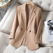 Fashion Khaki Blazer Coat Γυναικεία φθινόπωρο 2023 Κορεατικά μακρυμάνικα casual γυναικεία κοστούμια τζάκετ Μπλούζες Εξωτερικά ενδύματα 4XL