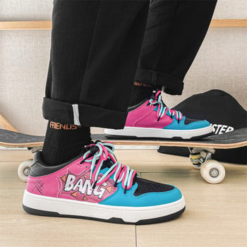 Ανδρικά παπούτσια Graffiti Trend Cool Ανδρικά παπούτσια Vulcanize Fashion Low Top Παπούτσια με στάμπα Casual Sports Flat Skateboarding All-match