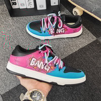 Trend muške tenisice s grafitima Cool muške vulkanizirane cipele Modna niska cipela s printom Ležerne sportske ravne cipele za skejtbording Više odgovara