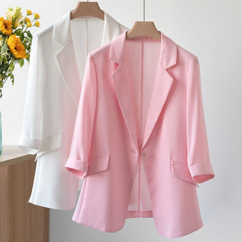 Chiffon Women Blazer 2023 Νέα Κορεάτικη καλοκαιρινή μόδα Λεπτό μανίκι τριών τετάρτων Γυναικείο παλτό Γυναικείο αντηλιακό