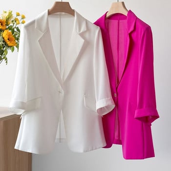 Chiffon Women Blazer 2023 Νέα Κορεάτικη καλοκαιρινή μόδα Λεπτό μανίκι τριών τετάρτων Γυναικείο παλτό Γυναικείο αντηλιακό