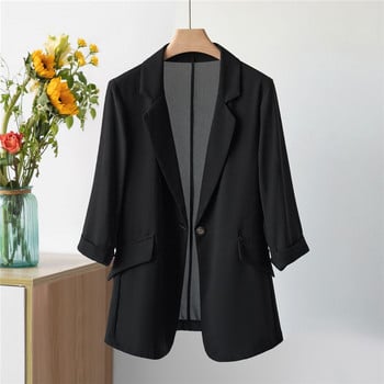 Chiffon Women Blazer 2023 Νέα Κορεάτικη καλοκαιρινή μόδα Λεπτό μανίκι τριών τετάρτων Γυναικείο παλτό Γυναικείο αντηλιακό