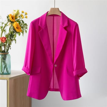 Chiffon Women Blazer 2023 Νέα Κορεάτικη καλοκαιρινή μόδα Λεπτό μανίκι τριών τετάρτων Γυναικείο παλτό Γυναικείο αντηλιακό